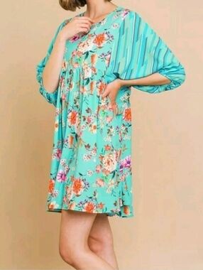 Umgee Floral Print Dress or Tunic Top, Pre-loved in Excellent Condition, Sz M
